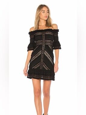 Cinq à Sept Black Lace Off-the-Shoulder Dress